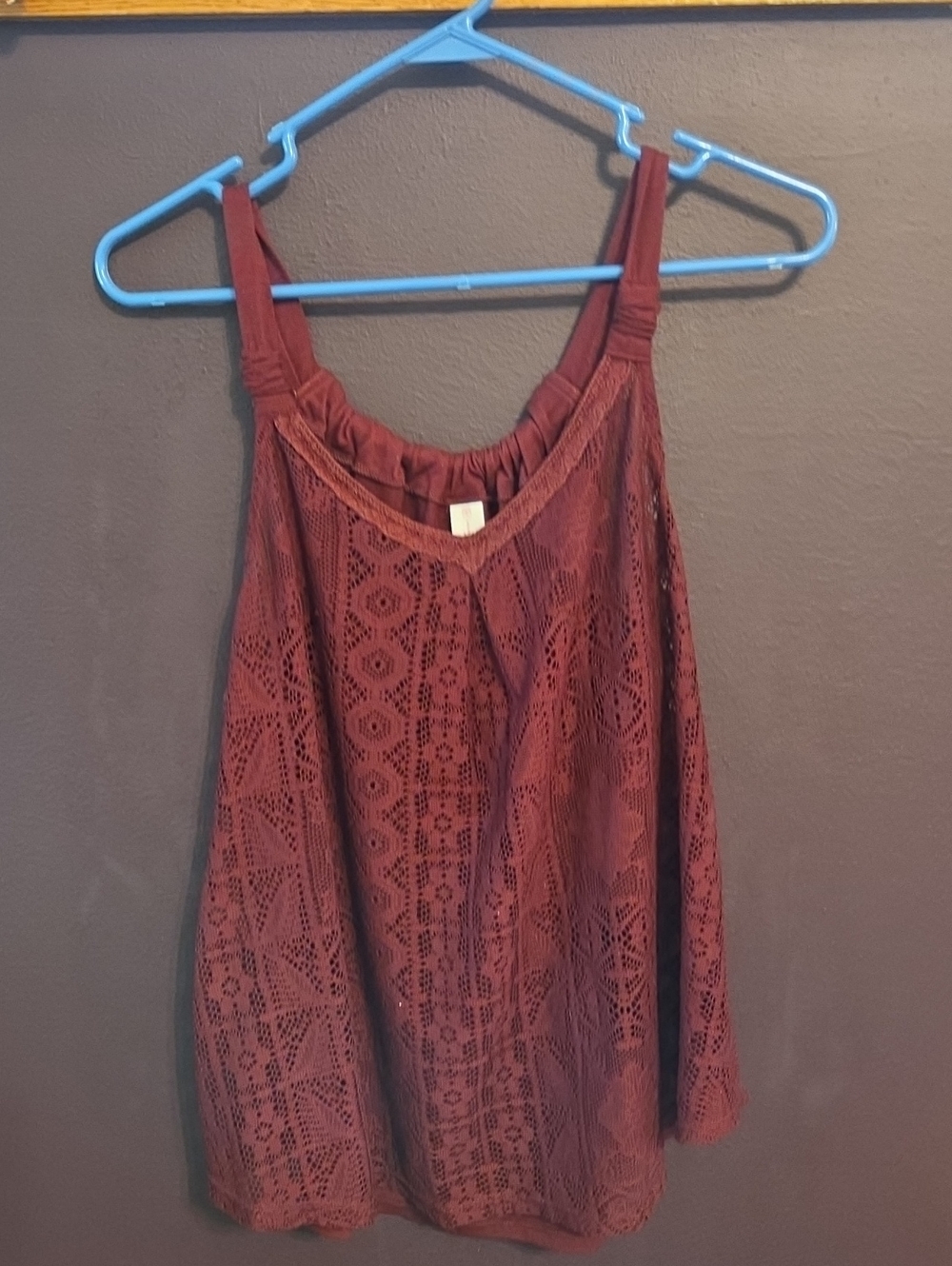 No Boundaries Burgundy Lace Crochet Camisole